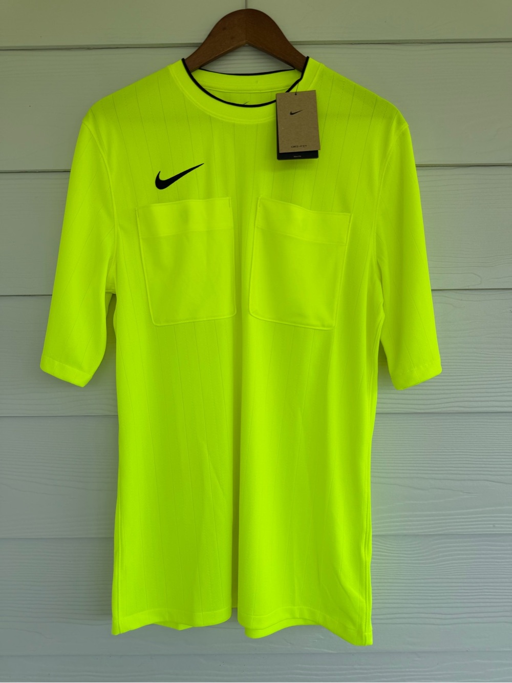 Nike Dri-FIT Soccer Referee Jersey Men’s Size L Volt Yellow Slim Fit